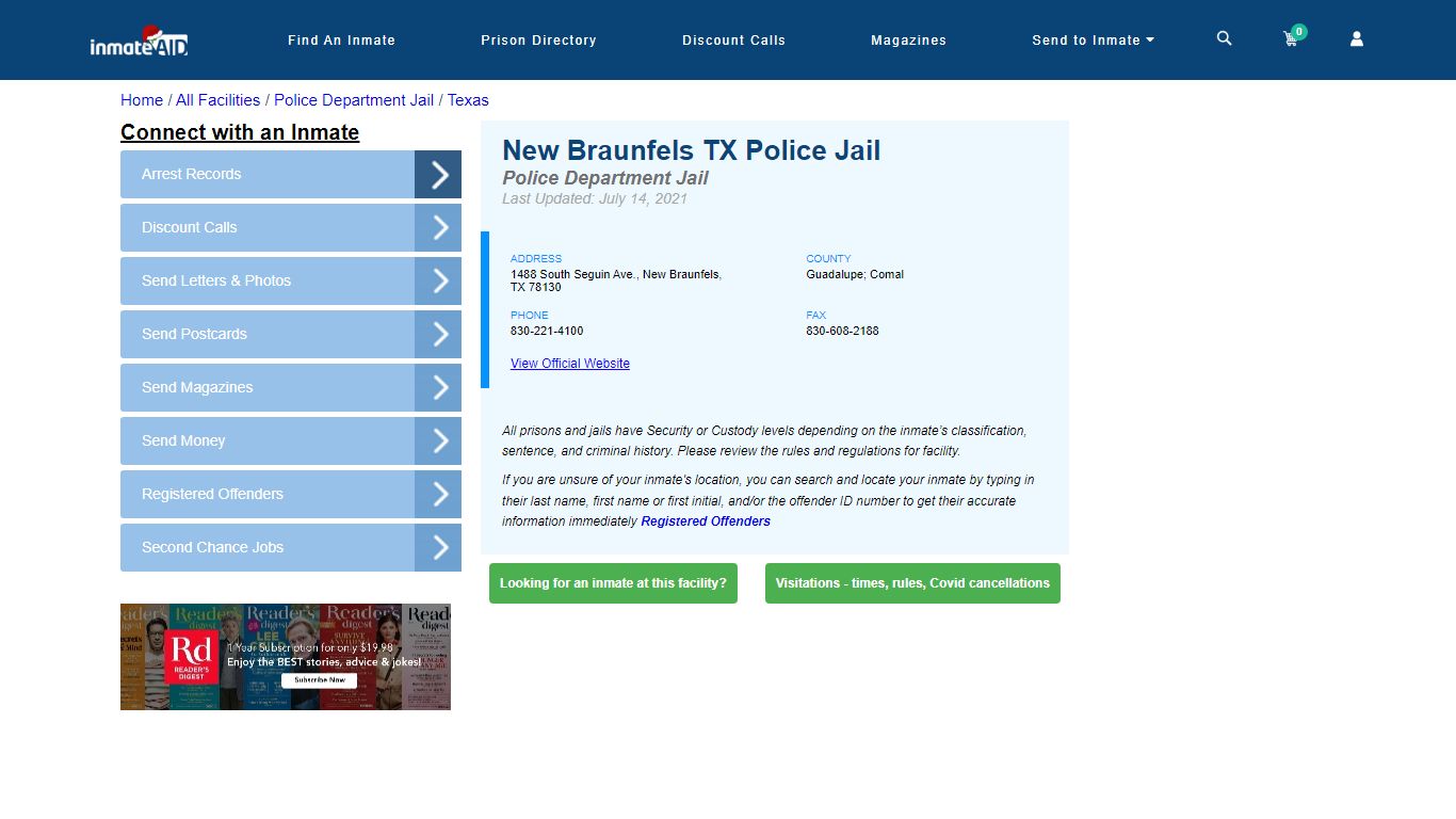 New Braunfels TX Police Jail & Inmate Search - New Braunfels, TX