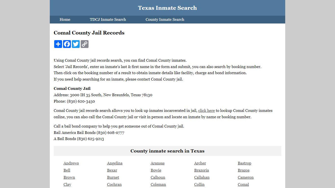Comal County Jail Records